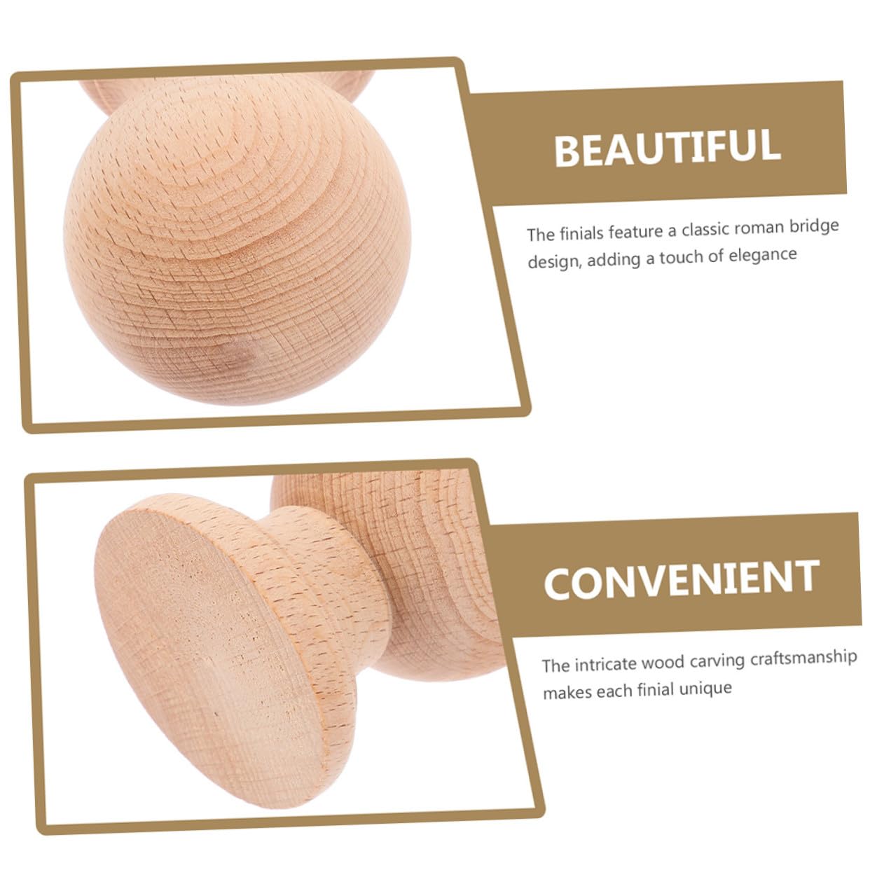 Holibanna 2 Stück Holzkugel Zierknöpfe aus Massiver Holzverarbeitung Elegante Klassische Deko für Möbel und Wohnräume mit Zarter Handwerkskunst