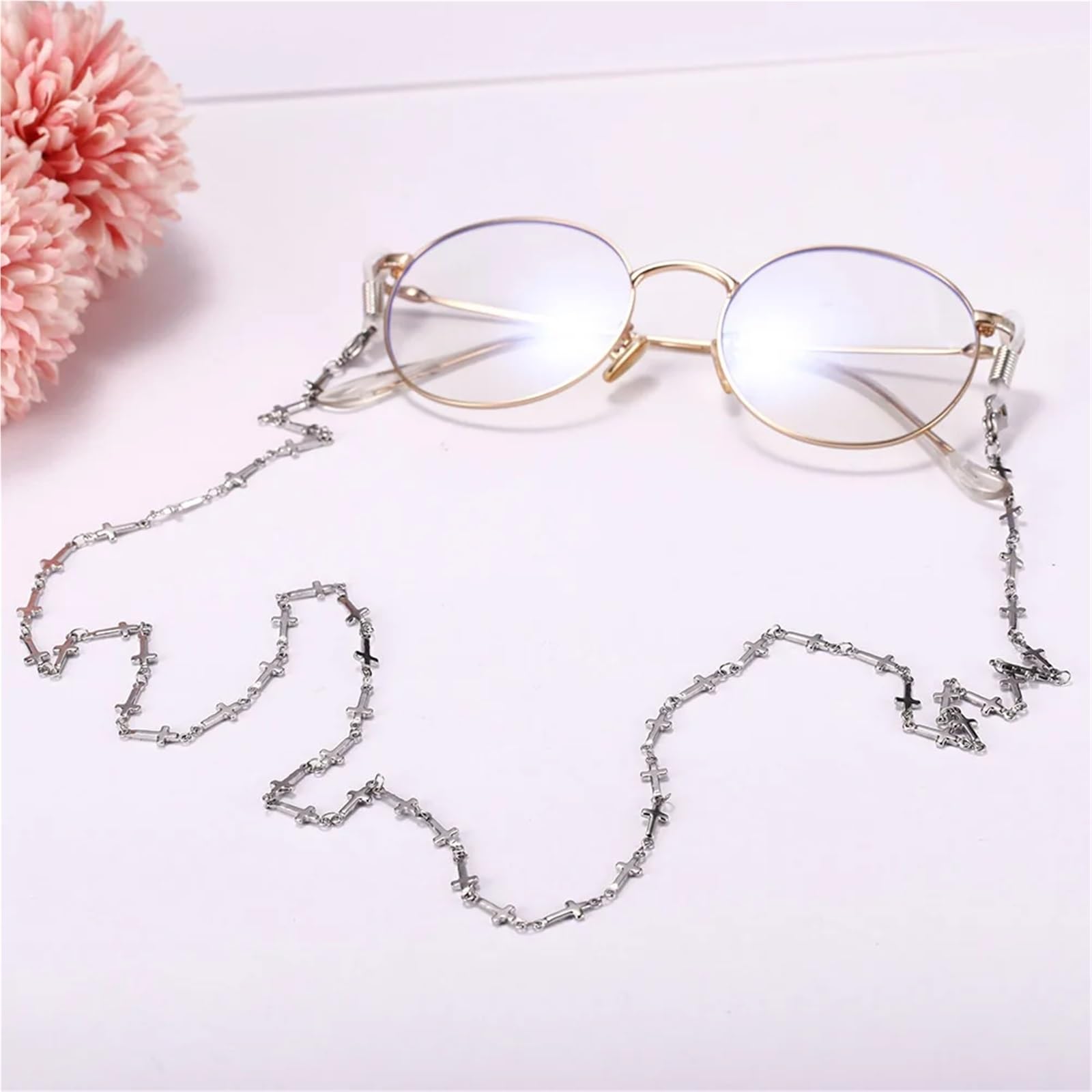 Brillenband Edelstahl-Kreuz-Sonnenbrillenkette, Lesebrillenband, gotisches Brillenband, Brillenhalsband for Damen und Herren