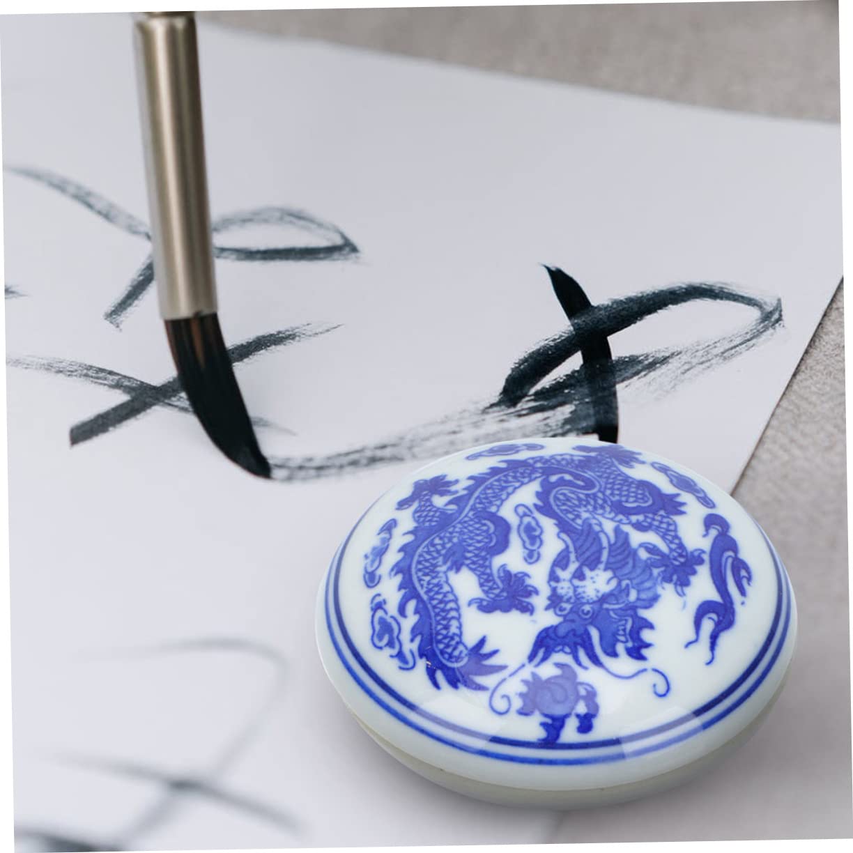 DOITOOL Tampone D’Inchiostro Cinese in Ceramica, Rosso, Riutilizzabile, 4 Pezzi, per Calligrafia e Pittura, Leggero, Facile da Pulire