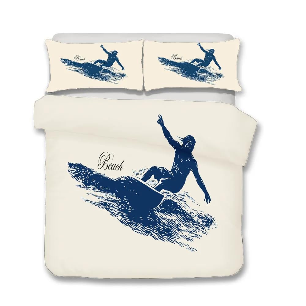 QBIDCSX Duvet Cover Double Surfing Bedding Sets Single Koala Duvet Cover 200x200cm with Zipper Closure, Hypoallergenic Quilt Cover with 2 Pillowcase for Boys Kids Girls