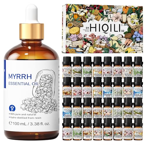 HIQILI 100ML Aceite Esencial de Mirra y 5ML*32 Aceites Aromáticos
