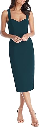 DRESS THE POPULATION womens Nicole Sweetheart Neck Bodycon Midi Dress