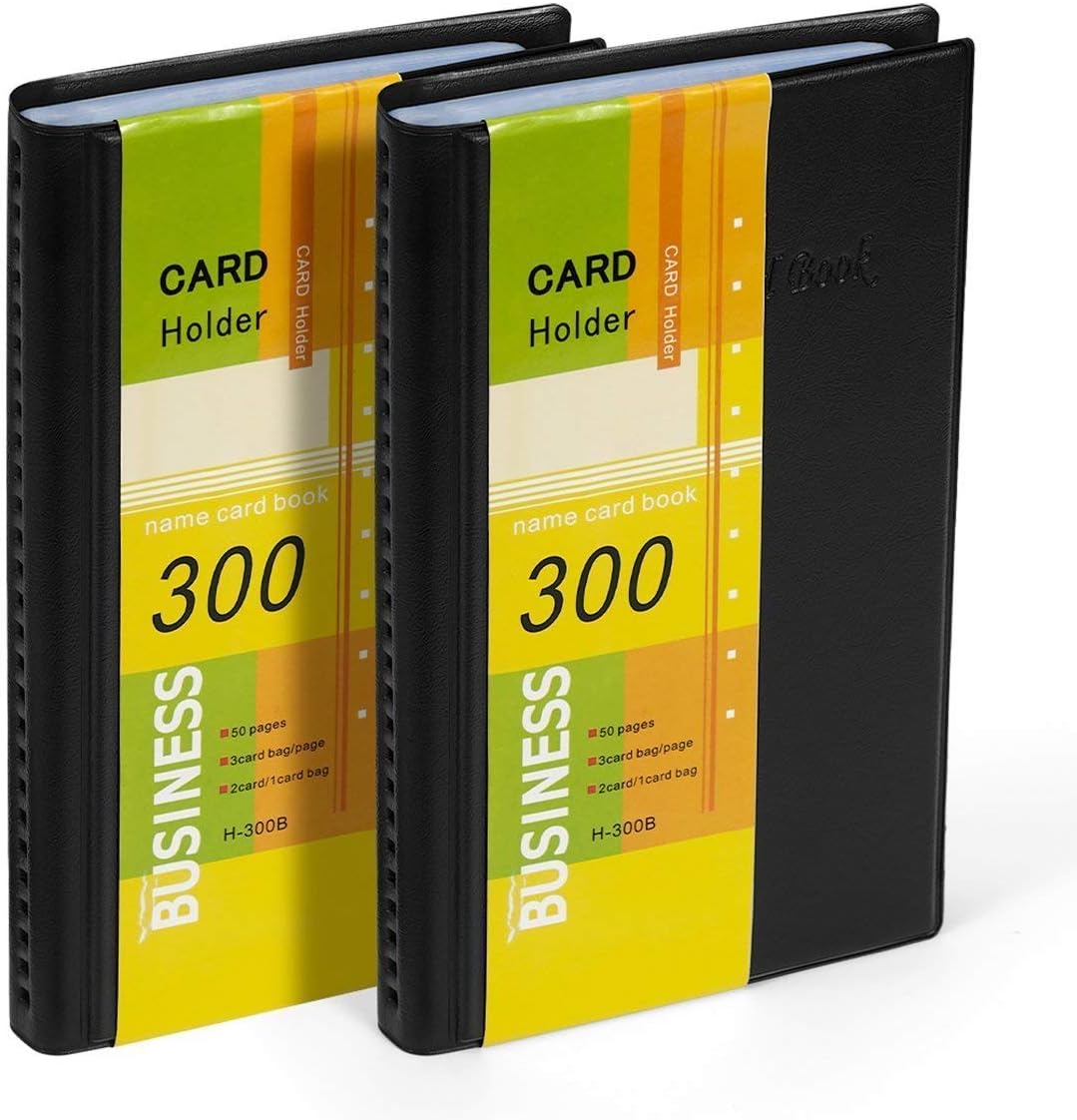 Business Card Holder Organizer Book - PU Leather, 2 Pack Total for 600 Business Cards