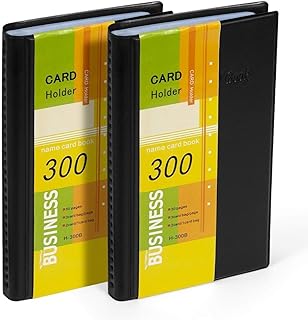 Visitenkartenmappe für 300 Karten Ideal für Büro und Praxis Visitenkartenbuch Visitenkarten Kreditkarten,2 Stück