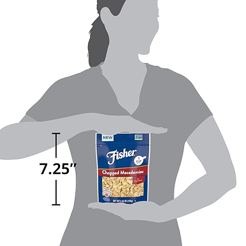 Miniatura 5 de Fisher Nueces de macadamia picadas culinarias de una taza, 4.44 onzas (paquete de 1) nueces crudas sin sal sin cáscara para cocinar, hornear o