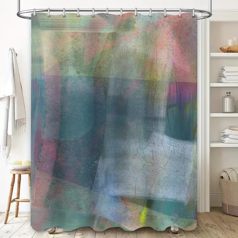 Rideau de douche coloré imperméable et déperlant avec crochets de fixation