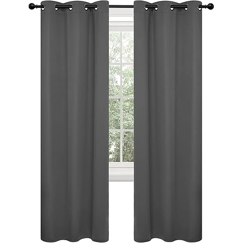Deconovo Dark Grey Blackout Curtains 84 Inches Long, Grommet Room Darkening Thermal Insulated Window Drapes, Bedroom Blackout Panels for Living Room, 38 x 84 Inch, 2 Panels