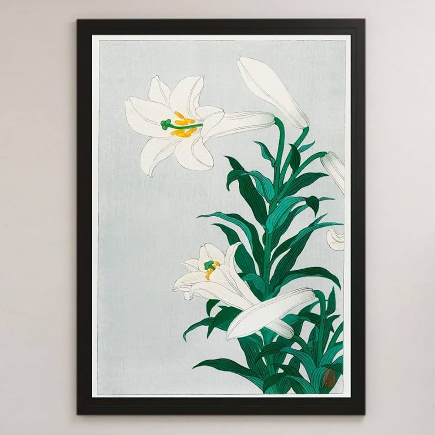 Amazon.co.jp: 小原古邨『百合(ゆり)』浮世絵 アート 沢 ポスター A3