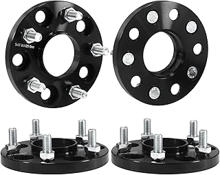 JiiinMiiin 15mm (0.6 inch) 5x4.5 Wheel Spacers - Hubcentric 5x114.3 Black Wheel spacers 64.1mm with 12x1.5 Studs, Compatible with Acura Honda (Read Listing for Year Model) - 4 PCS
