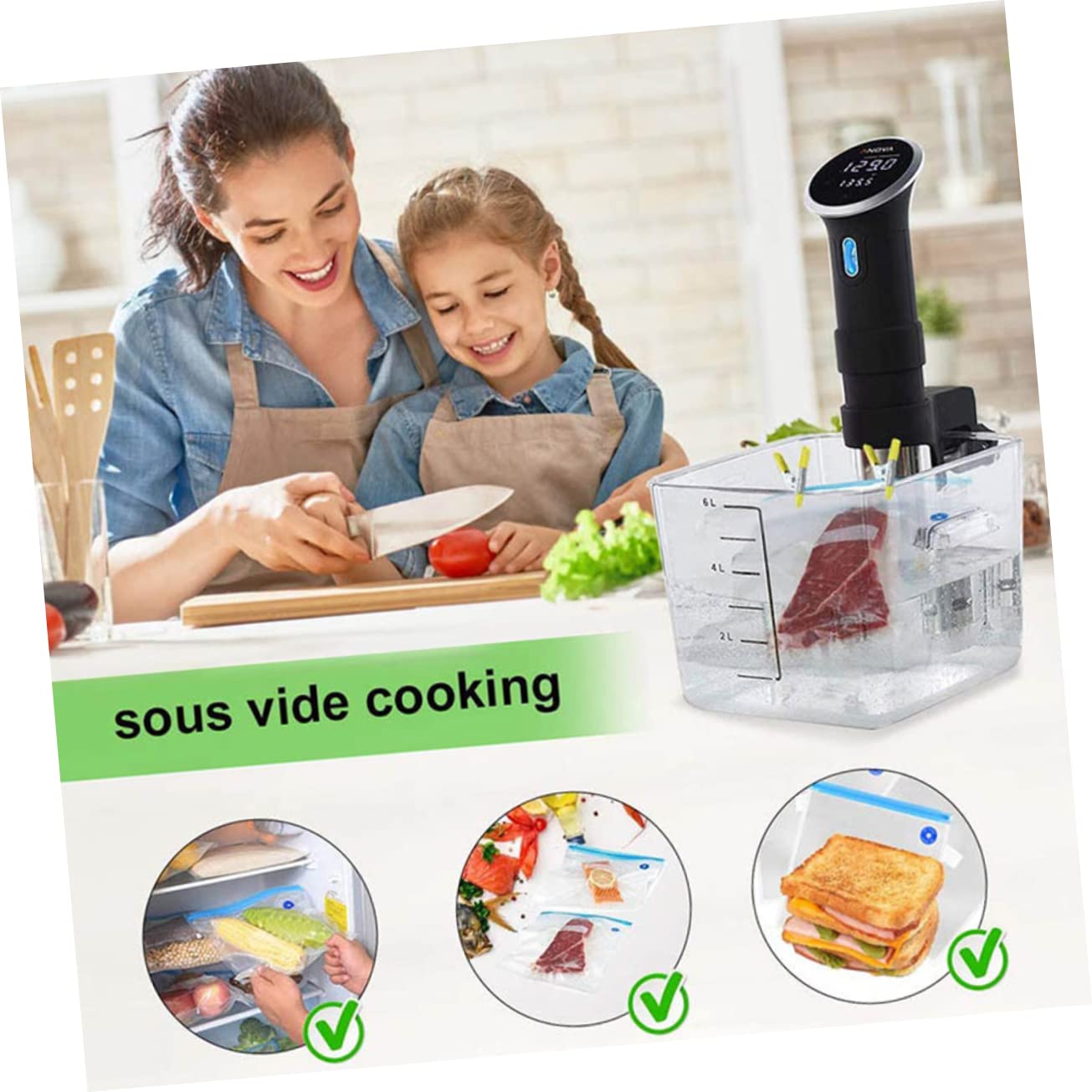 CIYODO Seal Your Freshness 6 Pack of Pa Pe Vacuum Sealer Bags 21 * 22cm 26 * 28cm 26 * 34cm 30 * 34cm 22 * 28cm Green Includes Manual Air Pump