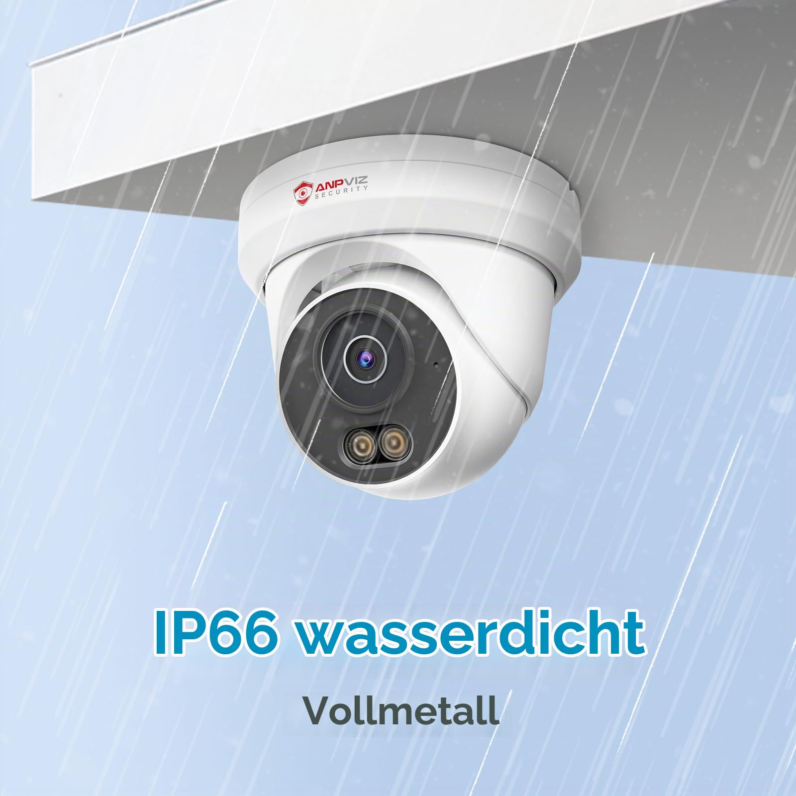 Anpviz 6MP PoE IP Kamera Outdoor, 3K Überwachungskamera Aussen | Smart Farbig Nachtsicht, Personen/Autoerkennung, Eingebautes Mikrophon, Ganzmetall, 2.8mm Objektiv, Kein Netzteil, IP66
