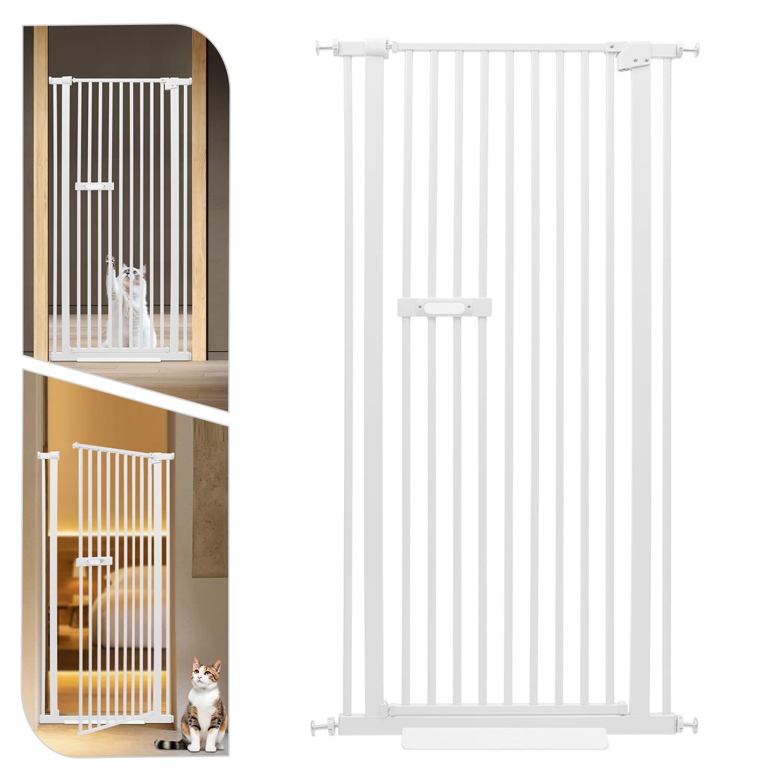 Rejilla protectora para mascotas, puerta de protección extra alta para mascotas, puerta de seguridad ajustable para gatos y perros pequeños para salón, pasillo, escaleras y balcón, 85 x 52 x 150 cm