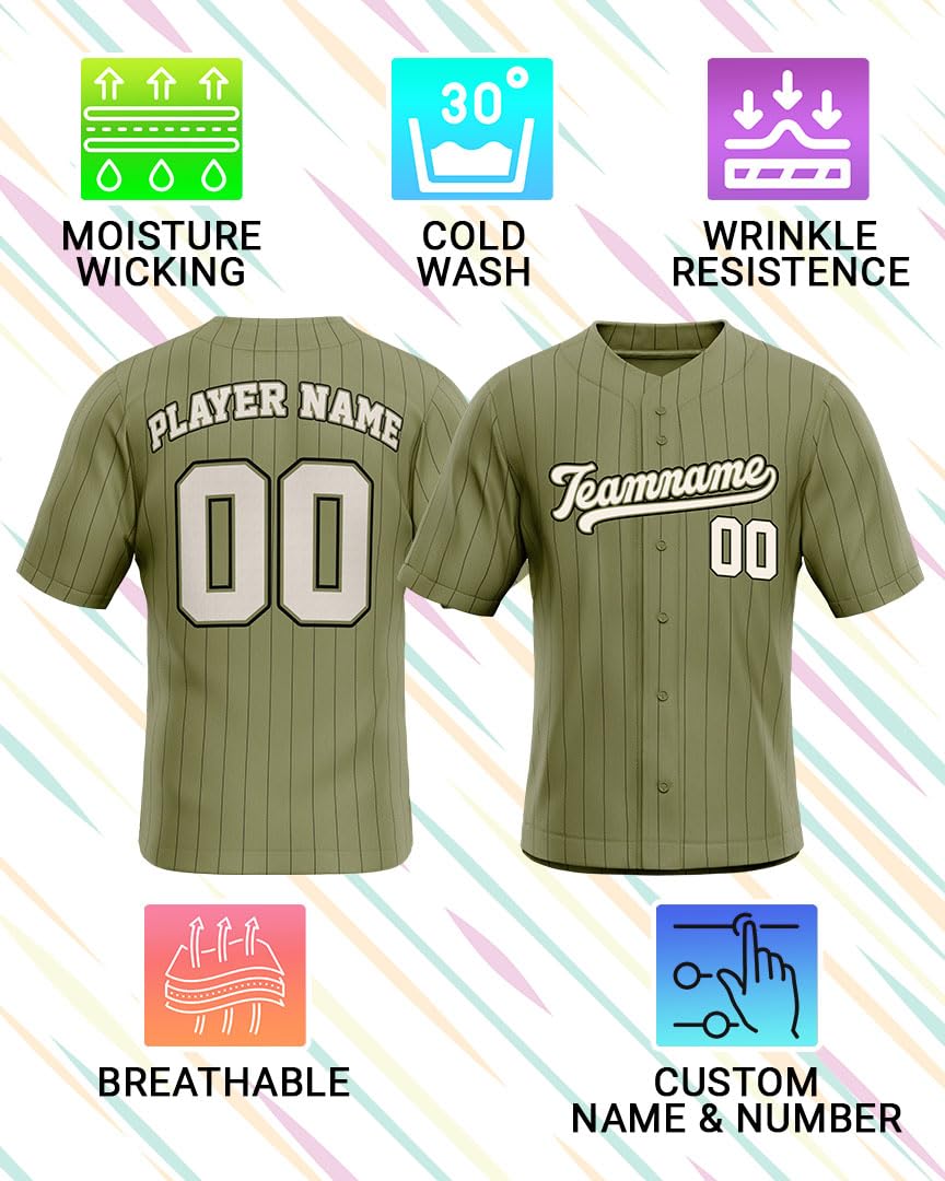 Custom Stripe Baseball Jerseys - Personalized Pinstripe Team Uniforms for Men, Women, Boys, Girls - Add Your Name, Number, Logo - Customized Baseball Shirts for Sports Fans, Teams, Events, Gifts