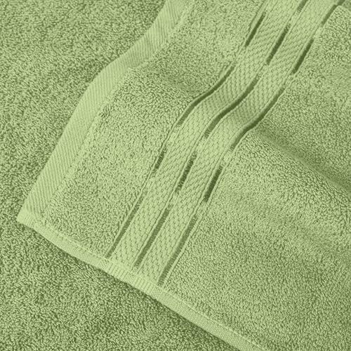 Image of Elegant Comfort Three Line Popcorn Extra Large Luxury Bath Towel - 40 inch x 80 inch inch, Premium Hotel Spa Quality 1 Piece Oversized Bath Sheet 100% Turkish Cotton Super Soft Highly Absorbent, Sage Green