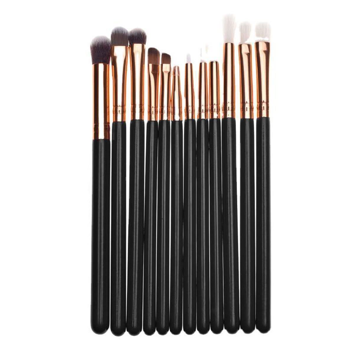 Pennelli for il trucco degli occhi 12 PCS Pennelli for il trucco dell'ombretto Set Set di peli sintetici morbidi Manico in legno for ombretto, sopracciglio, eyeliner, miscelazione e correttor