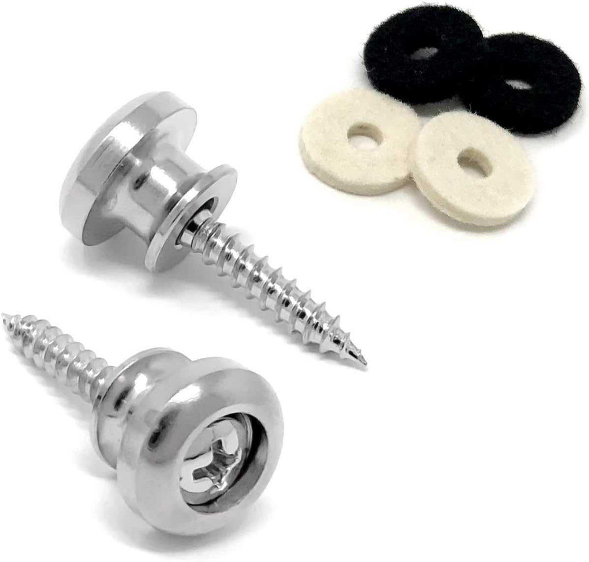 Guitar Strap Buttons Nickel Modern Style for Guitar and Bass (2) with Screws and Felt Washers Universal Fit for Ibanez, ESP, Jackson and more SB75-NKL image 3