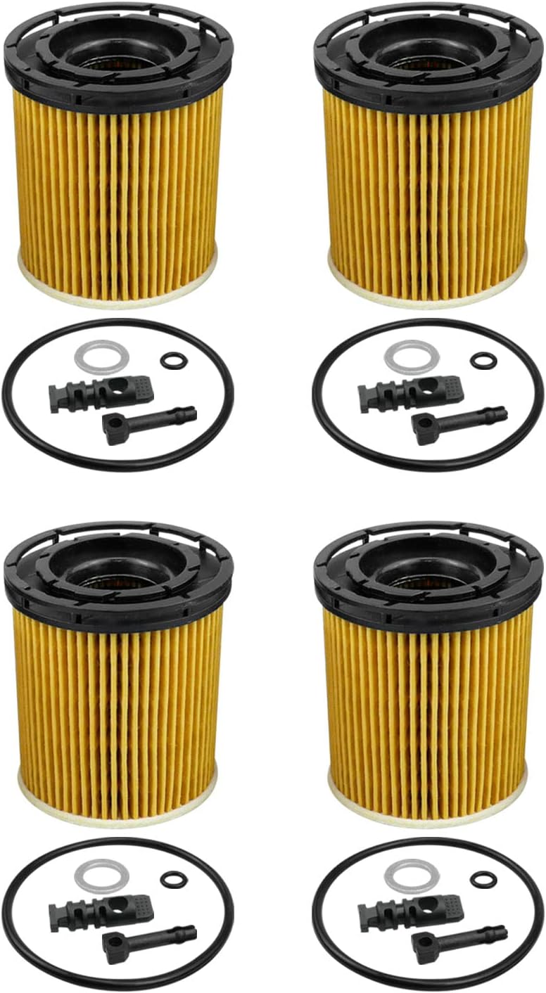 4Pcs Engine Oil Filter with Seals Fit for Hyundai Accent Elantra Kona Santa Sonata Venue Kia K5 Rio 2020-2022 Replace 26350-2M000
