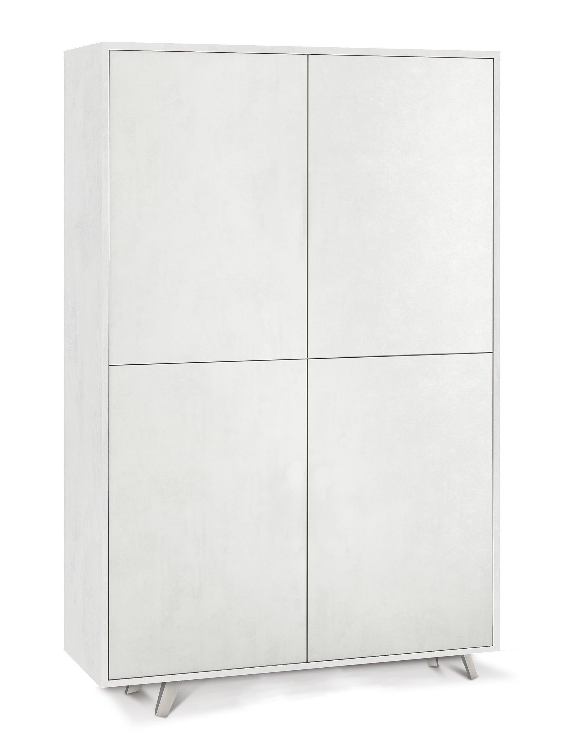 Sarmog Mobile Soggiorno 4 Ante, Armadietto Salvaspazio, Madia Moderna, Apertura Push-Pull, Made in Italy, Kit 41x108x161 cm (Ossido Bianco/Ossido Bianco)