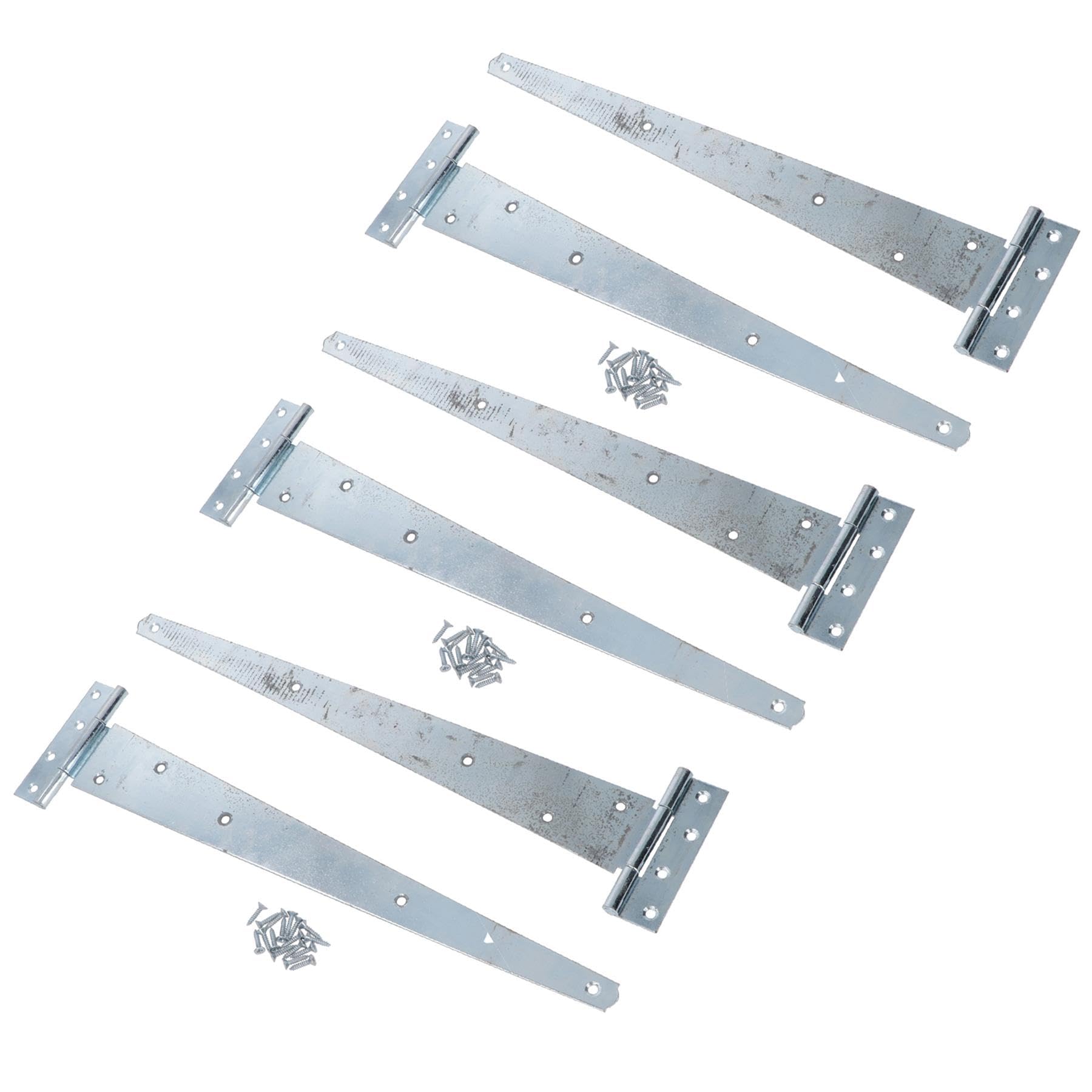 18in / 450mm Heavy Duty T Tee Hinges for Shed + Garden Gates Zinc Plated 6pc