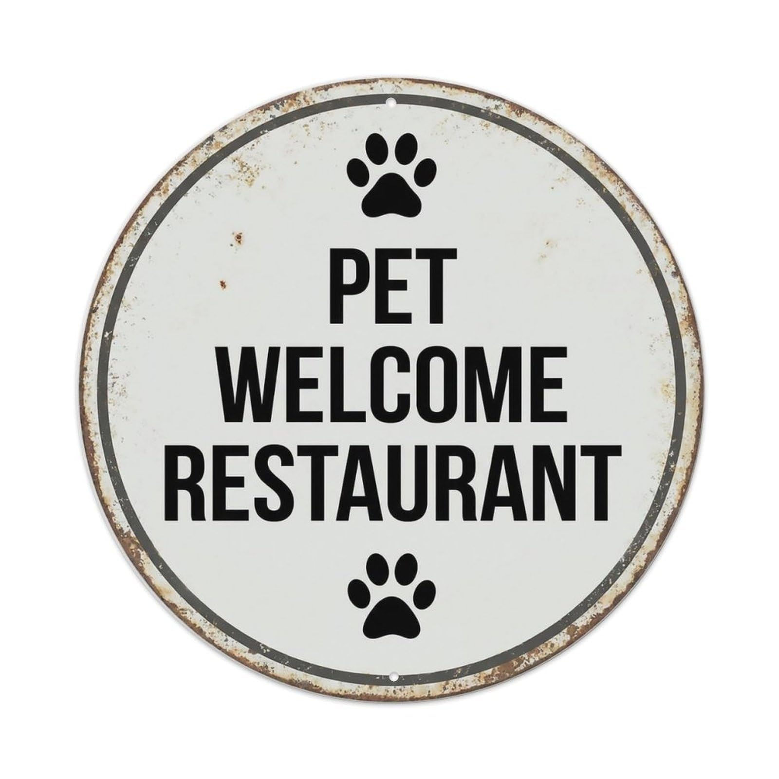 Vintage Pet Welcome Restaurant Cafe Metal Tin Sign