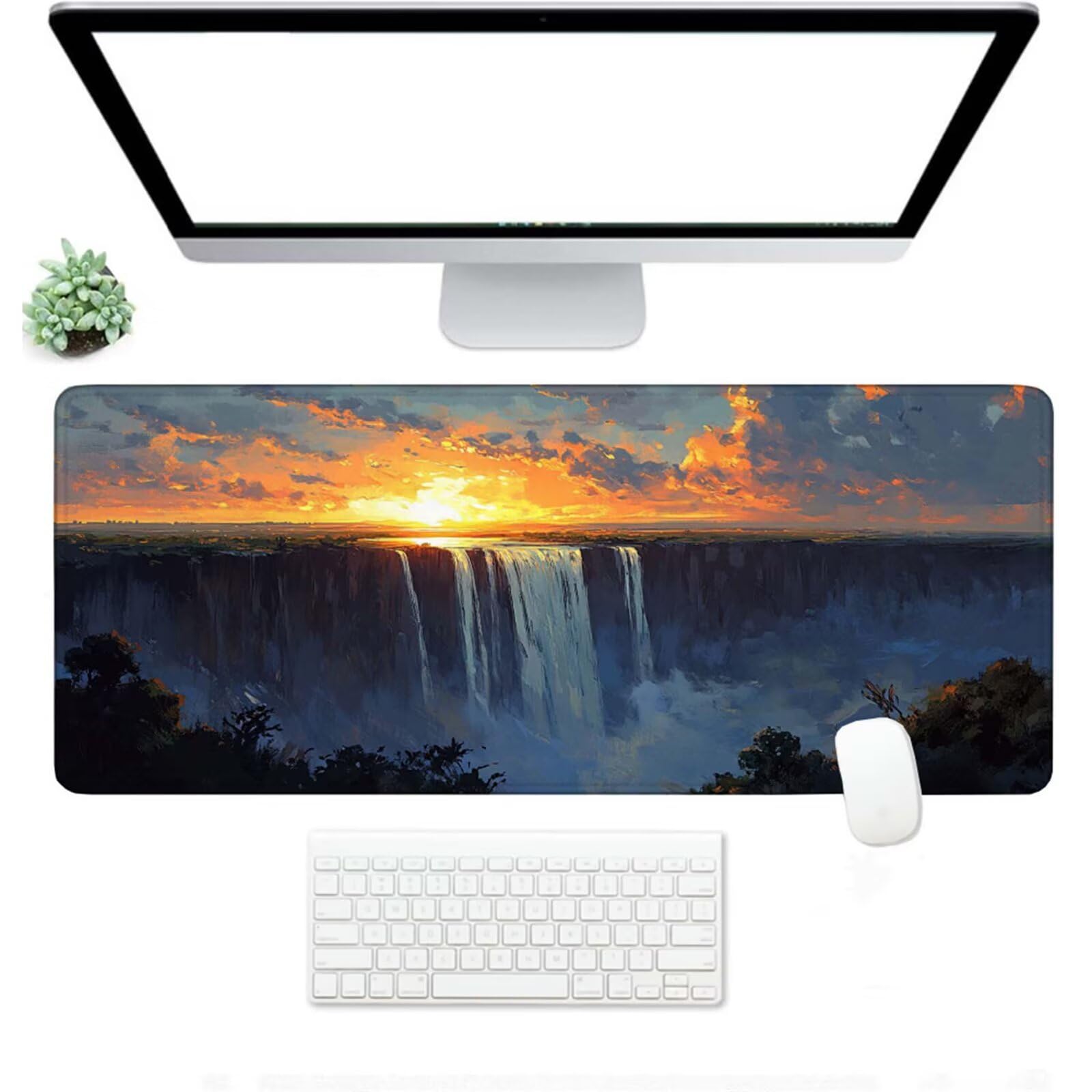 Podkładka pod mysz XXL 1500 x 800 x 3 mm, kolor pomarańczowy duża podkładka pod mysz z wodoodporną i antypoślizgową podkładką pod zachód słońca pod ręką zszyte krawędzie, poprawia precyzję i szybkość