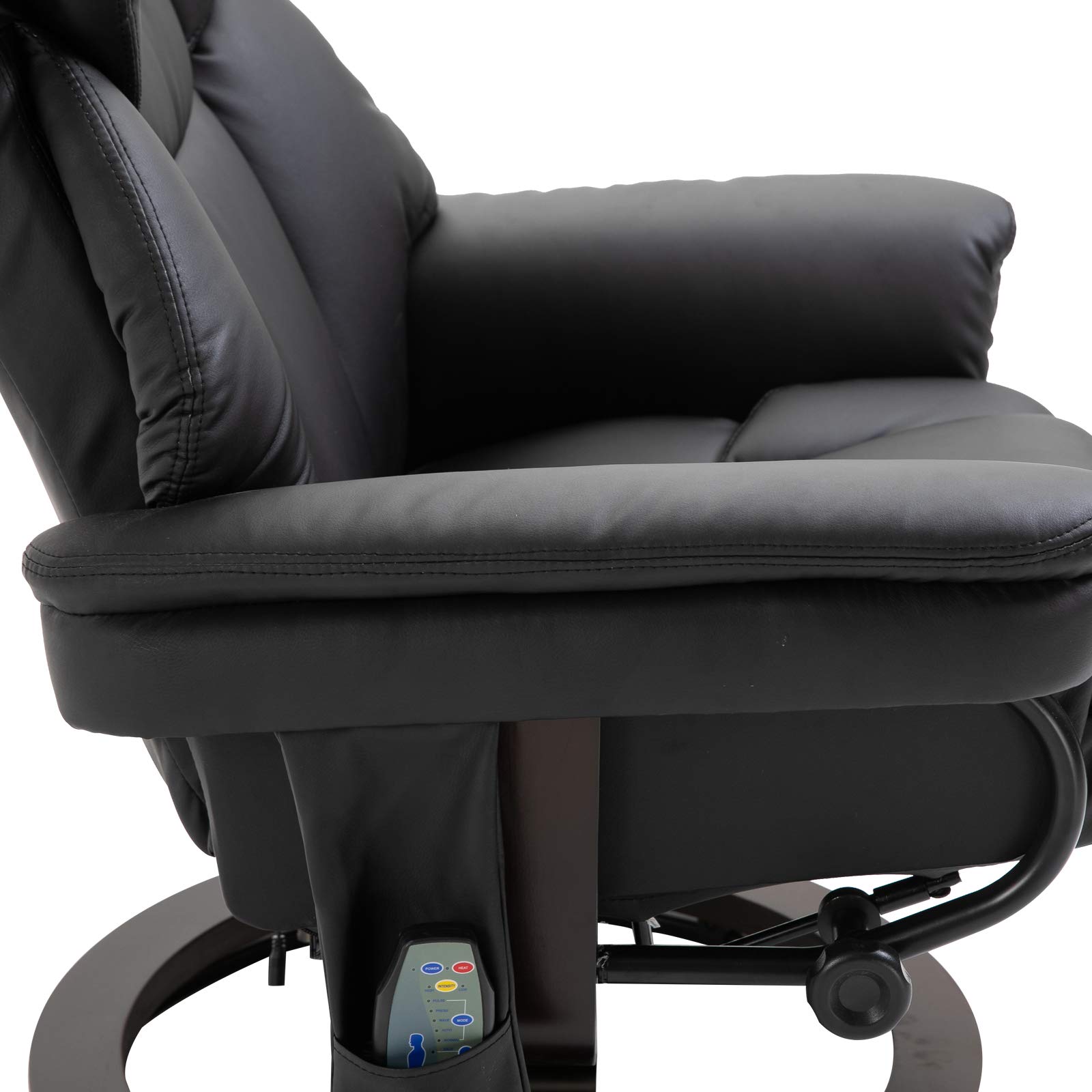 HOMCOM Relaxsessel mit Hocker, 360° drehbarer Massagesessel mit Liegefunktion, Kunstleder Schwarz