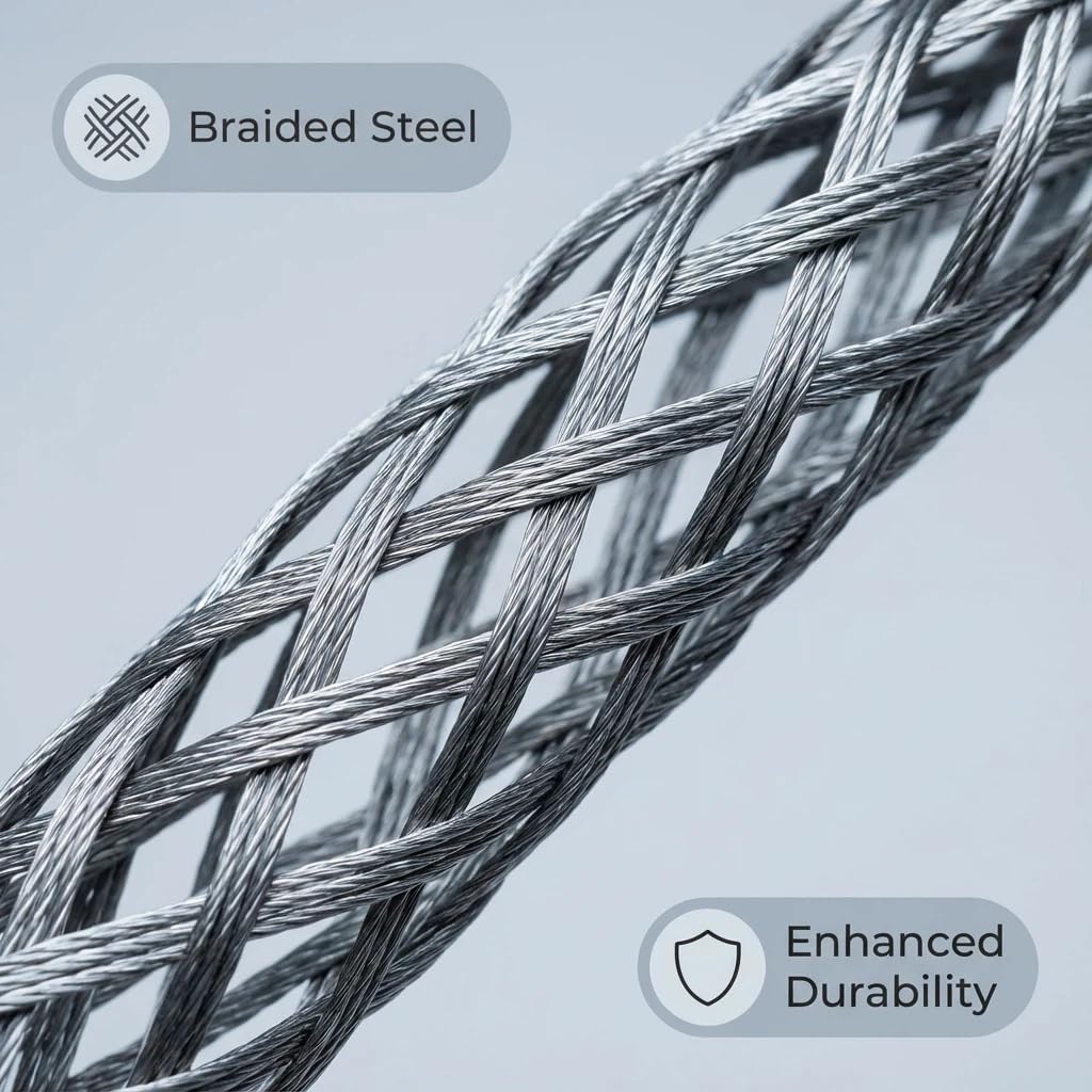 Upgrade Heavy Wire & Cable Mesh Pulling Grip, Double Head Cable Pulls, (D: 1.18-1.54", L: 0.8m/31.5")