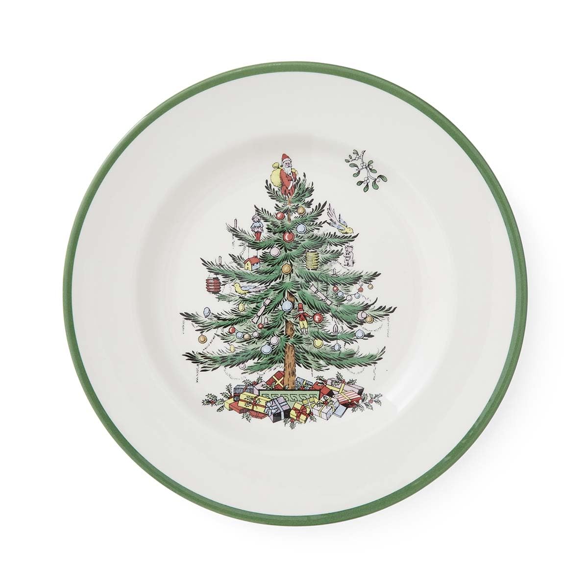 Spode Juego de 4 platos llanos de árbol de Navidad