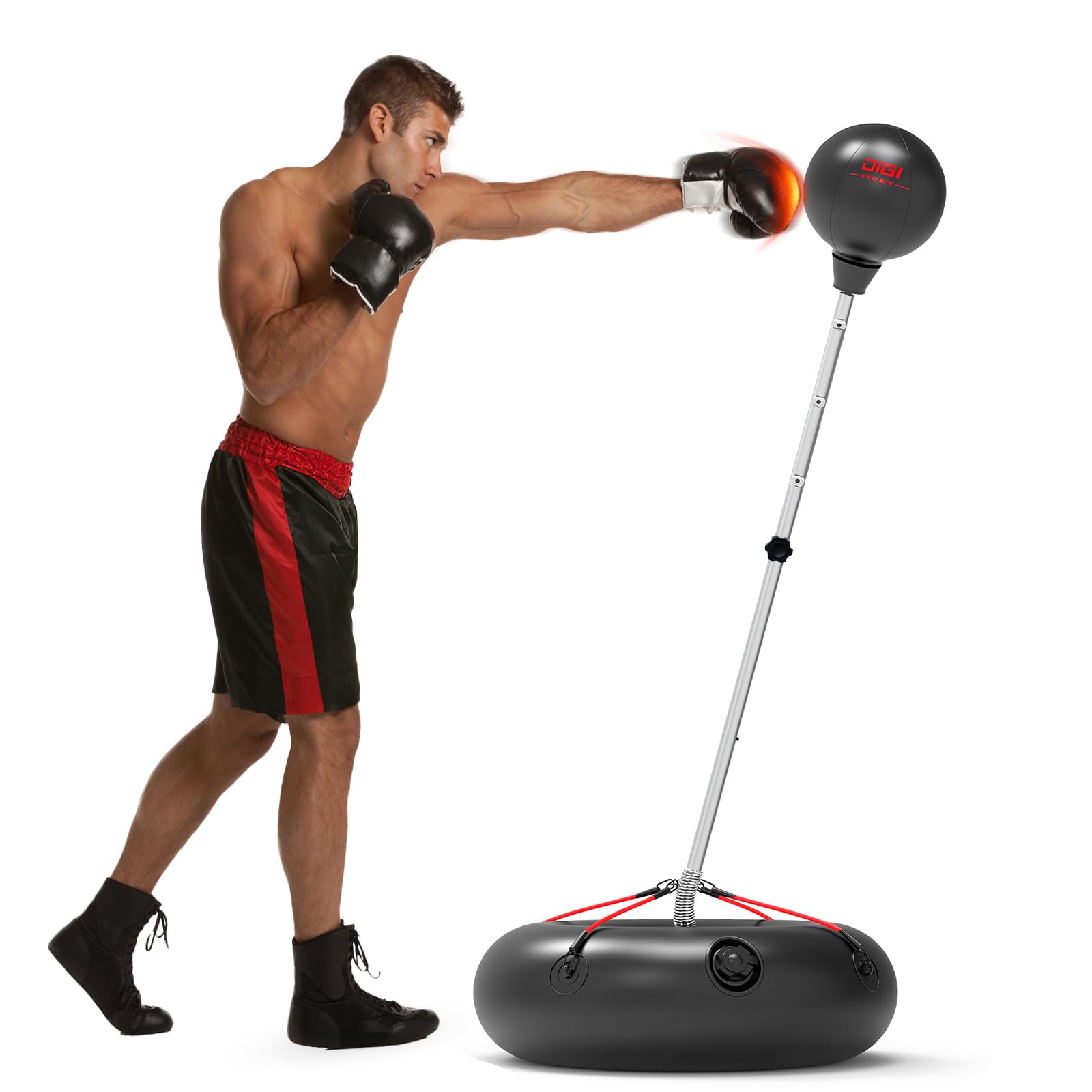 Punching Bag with Stand for Adults and Teens, Height Adjustable, Speed Bags for Boxing with Hand Pump and 4 Elastic Cords, Boxing Punching Bag for