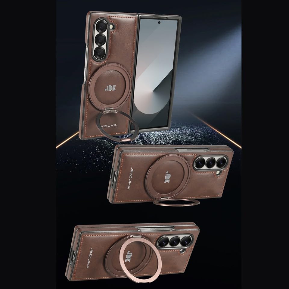 Étui pour Samsung Galaxy Z Fold 4 marron housse cuir rabat support - 6