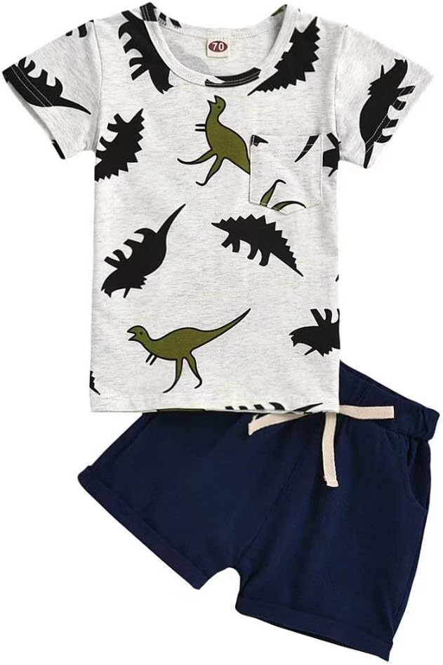 Toddler Baby Boy Clothes Boys Summer Outfits Dinosaur T-Shirt & Shorts Set 12 Months-5T