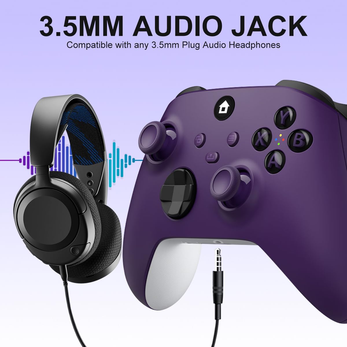 SWCTIM Xbox Controller Wireless für Xbox One, Xbox Series X/S, Xbox One X/S,Controller mit 2.4GHz Wireless Adapter,mit 3.5mm Kopfhörerbuchse,Lila