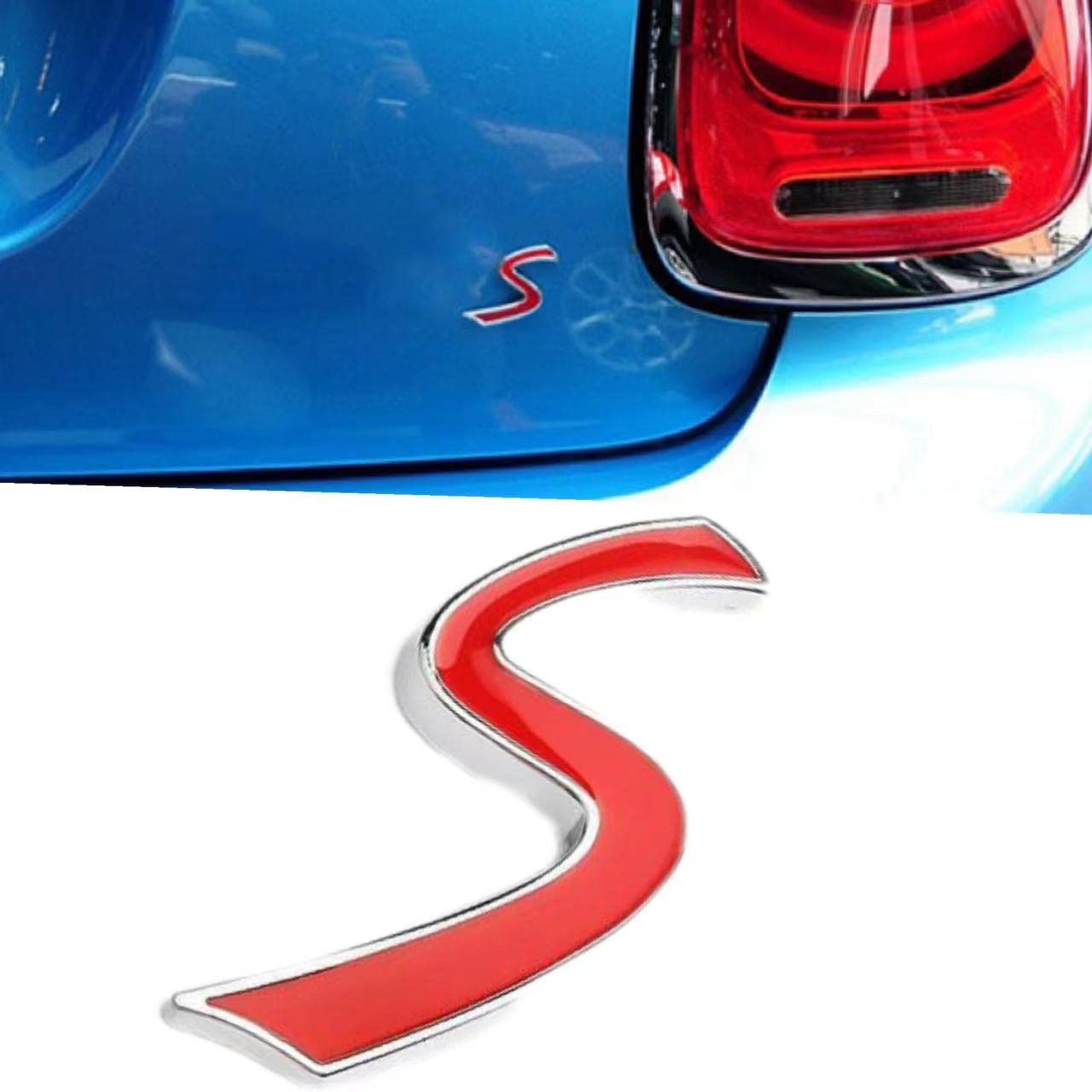 2x Schwarze Auto-Embleme Aus Metall - 3D Aufkleber Mit Rotem Lettering (7,5x2cm)