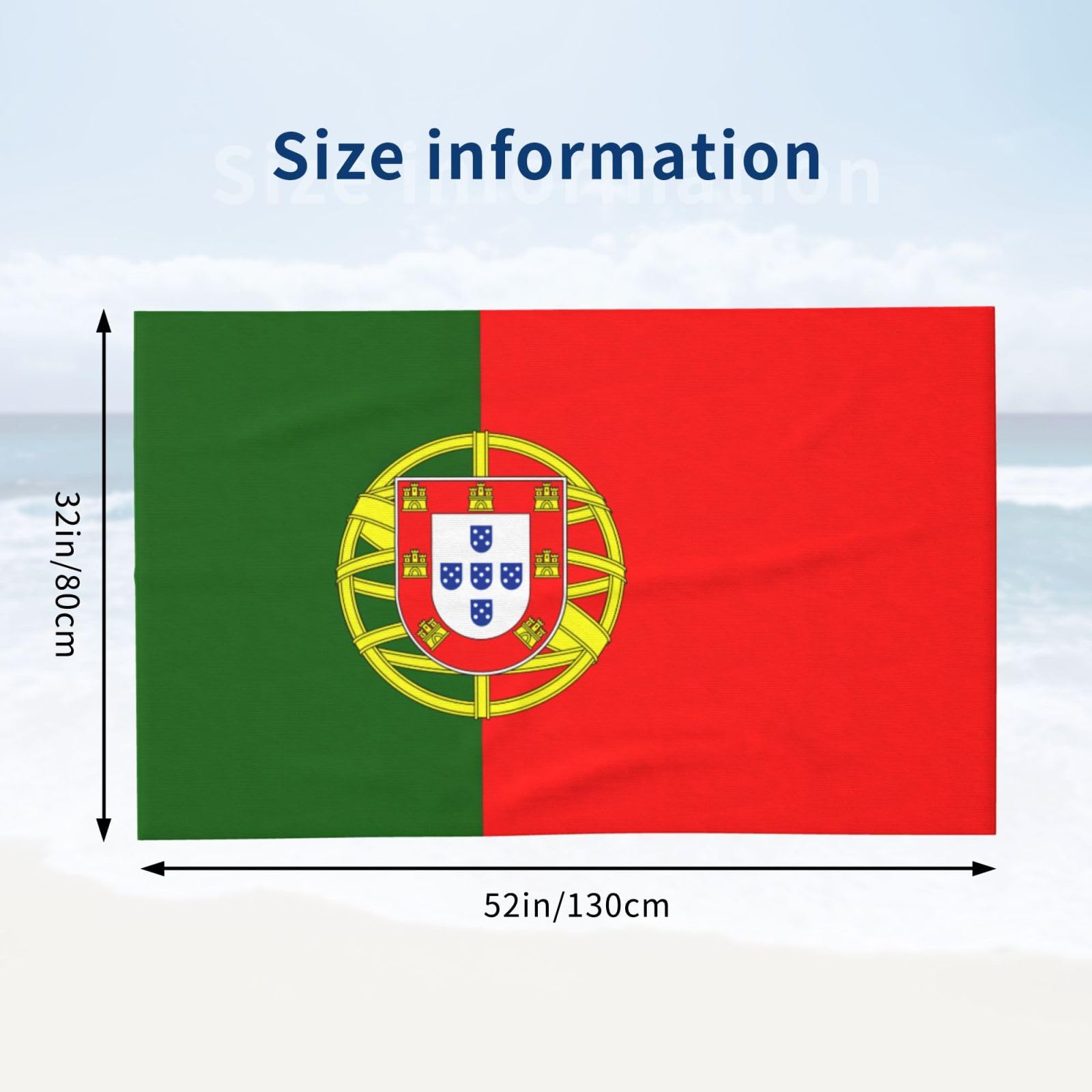 Portugalska flaga nadruk dorośli ponadwymiarowe ręczniki kąpielowe plażowe szybkoschnące miękkie lekkie prezent podróżny