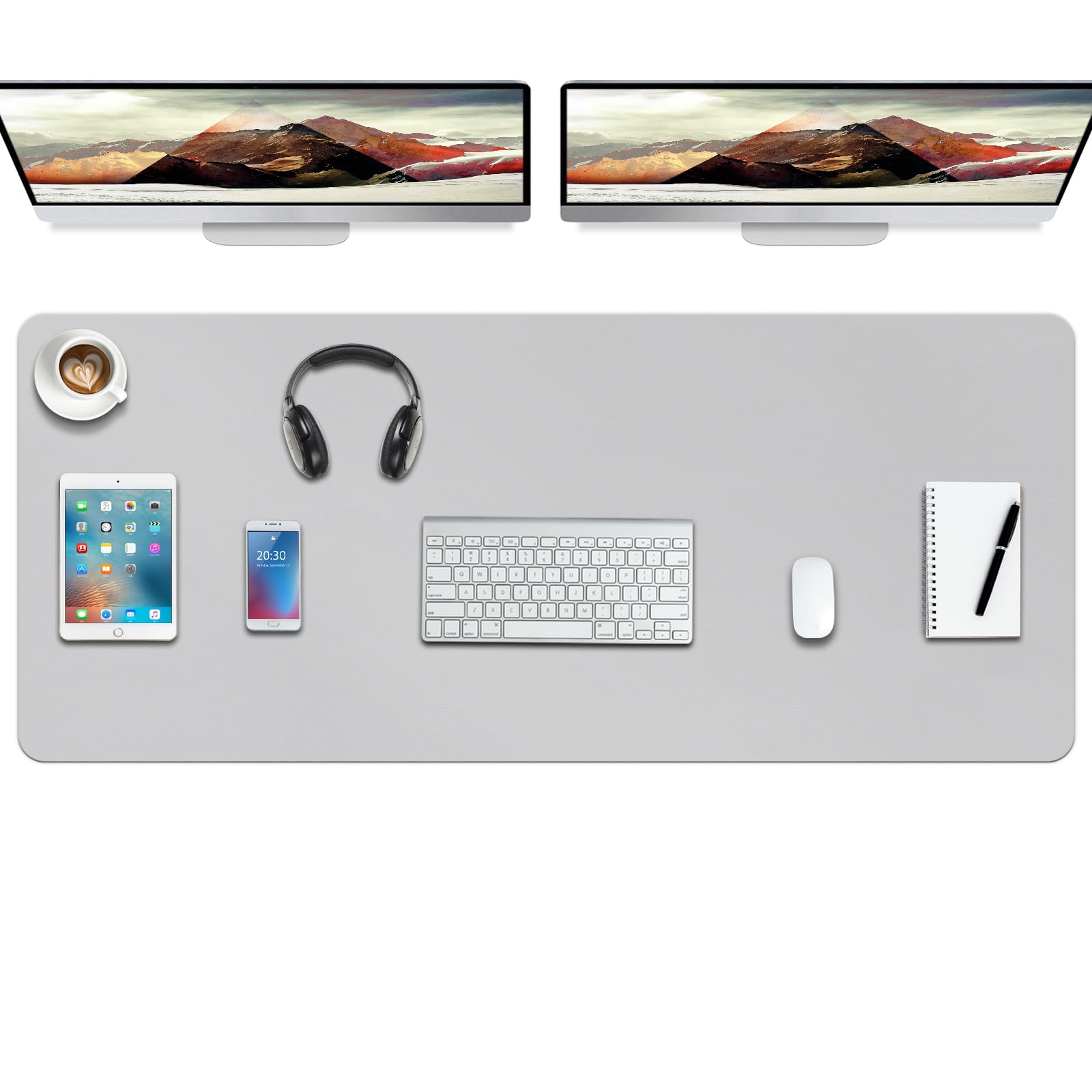 Boutilon Leather Desk Mat, 47" x 24" Extra Large Business Desk Pad, Waterproof, for Keyboard and Mouse (XXXL-Grey) — image 1