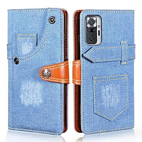 YDF For Xiaomi Redmi Note 10 Pro 5G Denim Horizontal Flip Leather Case With Holder & Card Slot & Wallet, Blue