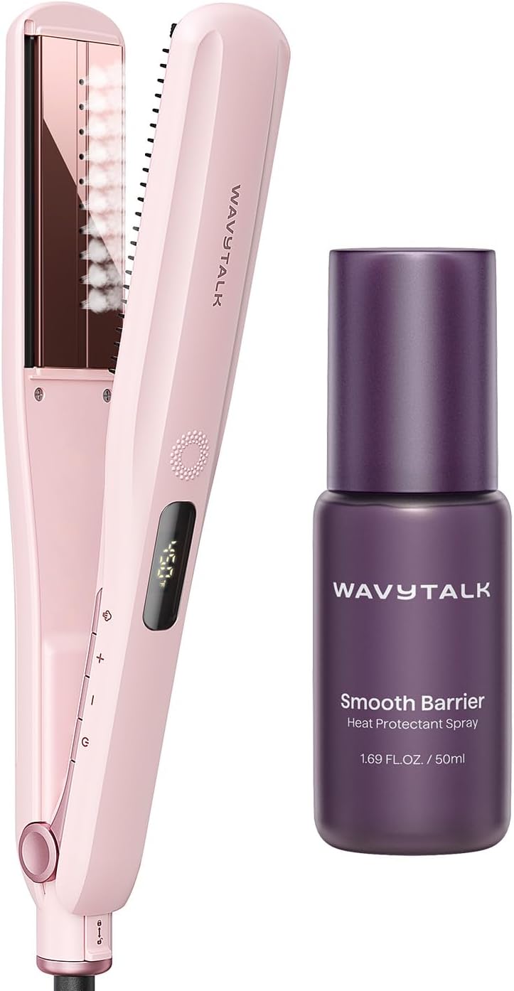 Wavytalk Steam Sesh Hair Straightener and Heat protectant Spray for Hair 1.69 Fl Oz