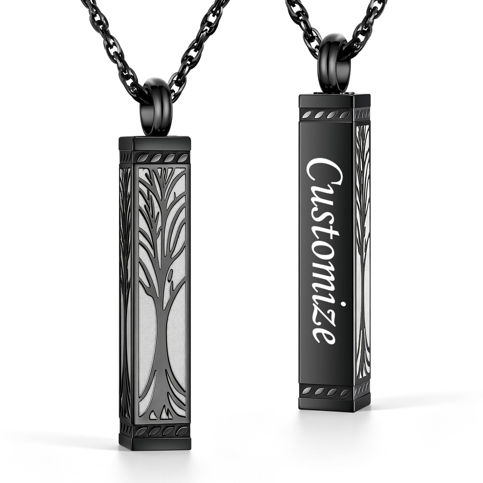 abooxiu Urn Necklace for Ashes Memorial Cremation Jewelry for Ashes Stainless Steel Ashes Jewelry Cube Ashes Necklace Bar Urn Pendant for Women Men