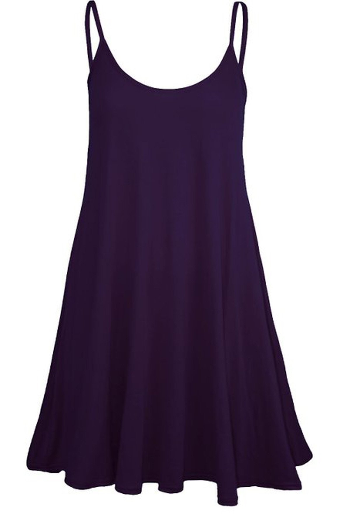 GirlzWalk ® Ladies Women Plain Cami Sleeveless Flared Swing Dress Purple