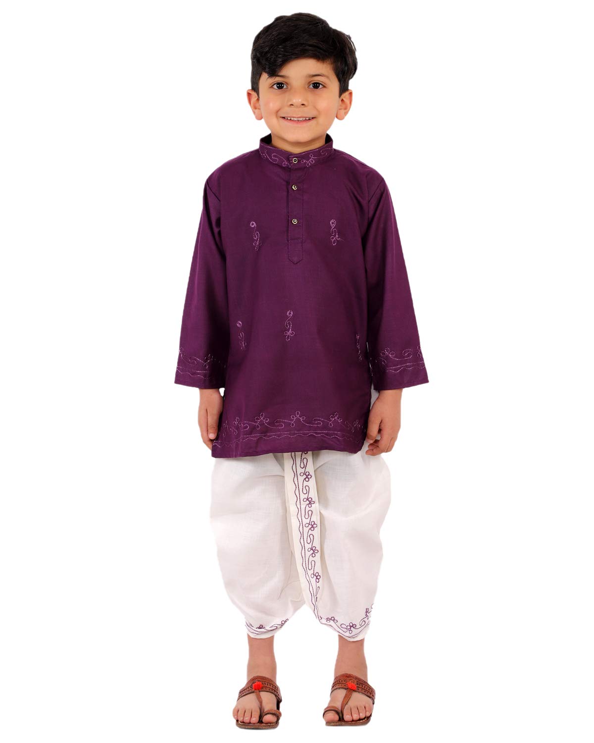 superminisBaby Boys Embroidered Cotton Ethnic Wear Kurta with Dhoti