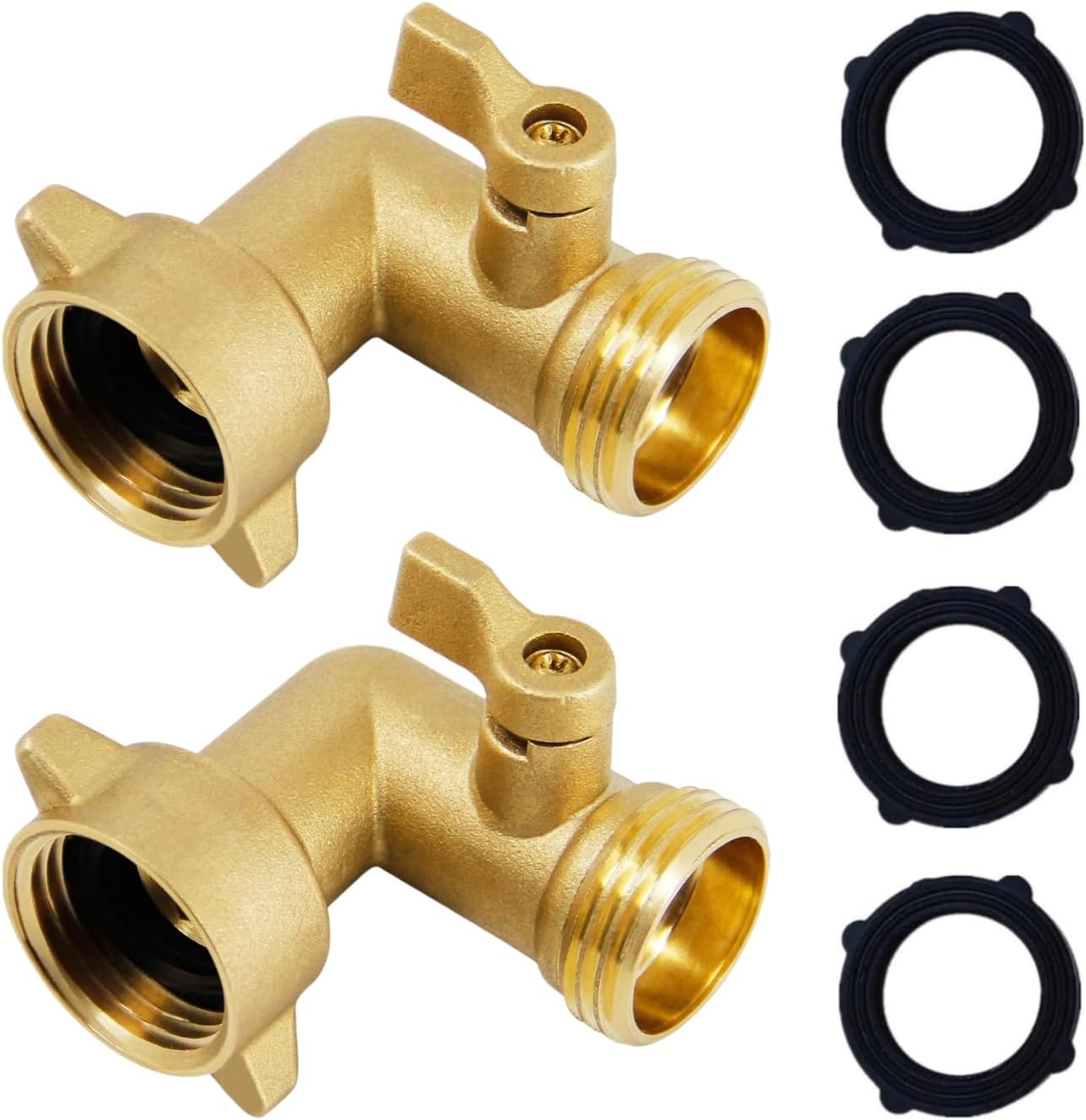 90 Degree Water Hose Elbow for RV 3/4" GHT Connector with Shutoff