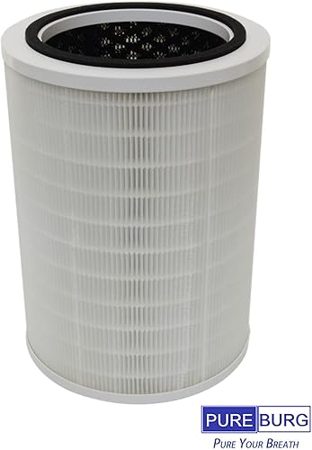 Miniatura 5 de PUREBURG Filtro de repuesto R-M003 compatible con purificador de aire RENPHO R-M003 R-M003-F1 R-M003-F2, H13 HEPA carbón activado 2 en 1 filtración