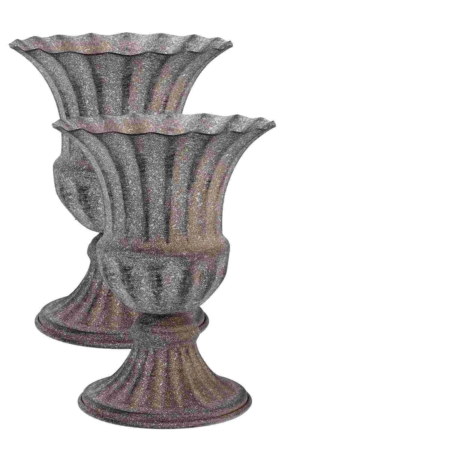 Grave Vase 2 Pcs Iron Flower Urn Planter Outdoor Cemetery Memorial Sturdy Graveyard Decorative Pot Lawn Headstone Container For mourning