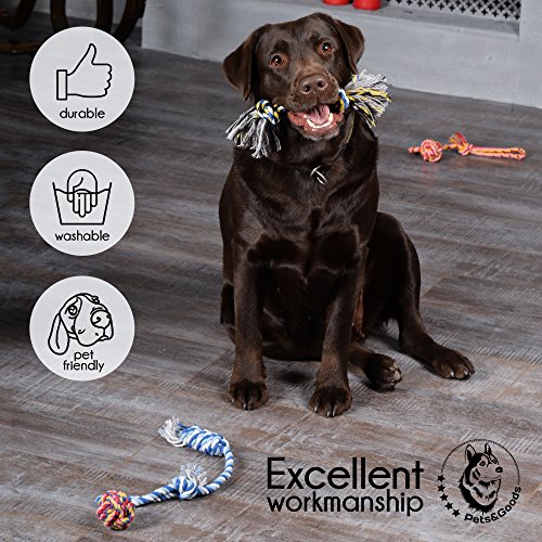 Dog Chew Toys - Puppy Teething Toys - Rope Toy Pack for Small Dogs - Tug Toy - Toy Set - Washable Cotton Rope for Dogs (Pack of 5) - Thumbnail 6