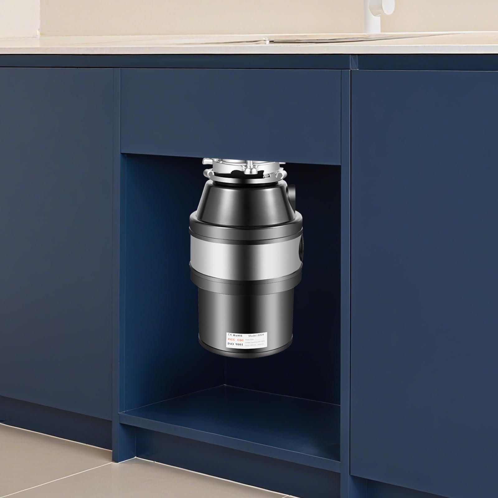 Triturador de residuos de cocina, 560 W, triturador de residuos de cocina, triturador de residuos de alimentos, 1400 ml, conector para lavavajillas