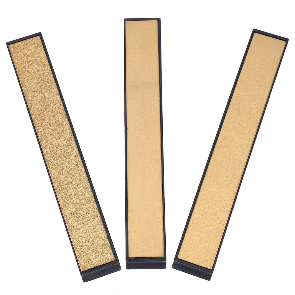 Restokki 3pcs 80/600/1000 Grit Emery Knife Sharpener Stone Titaniums Plated Whetstone Edge Honing Tool