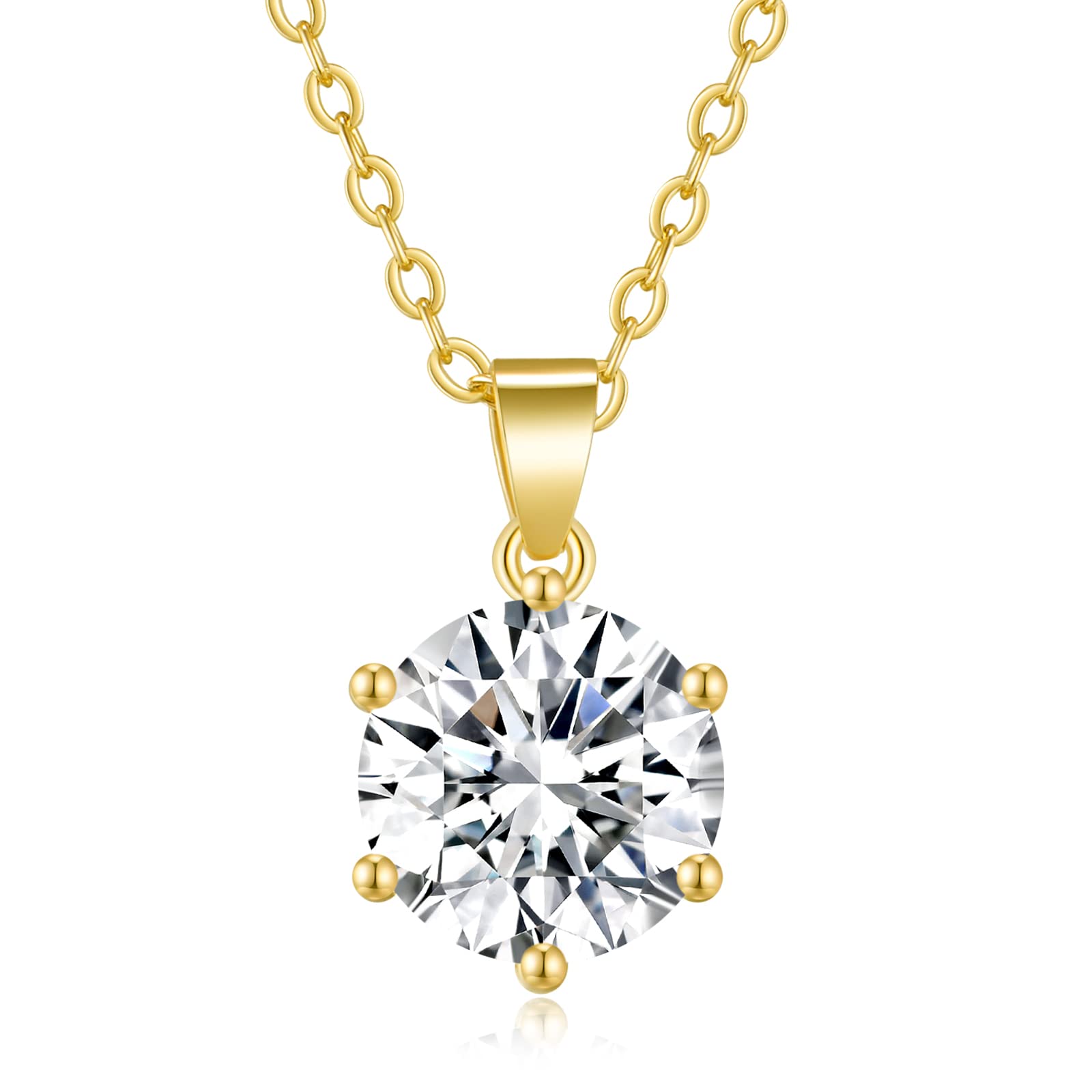 SecreTalkSecreTalk Moissanite Pendant Necklace 1-3CT 18K Gold Plated silver D Color Ideal Cut Diamond Necklace for Women with Certificate of Authenticity