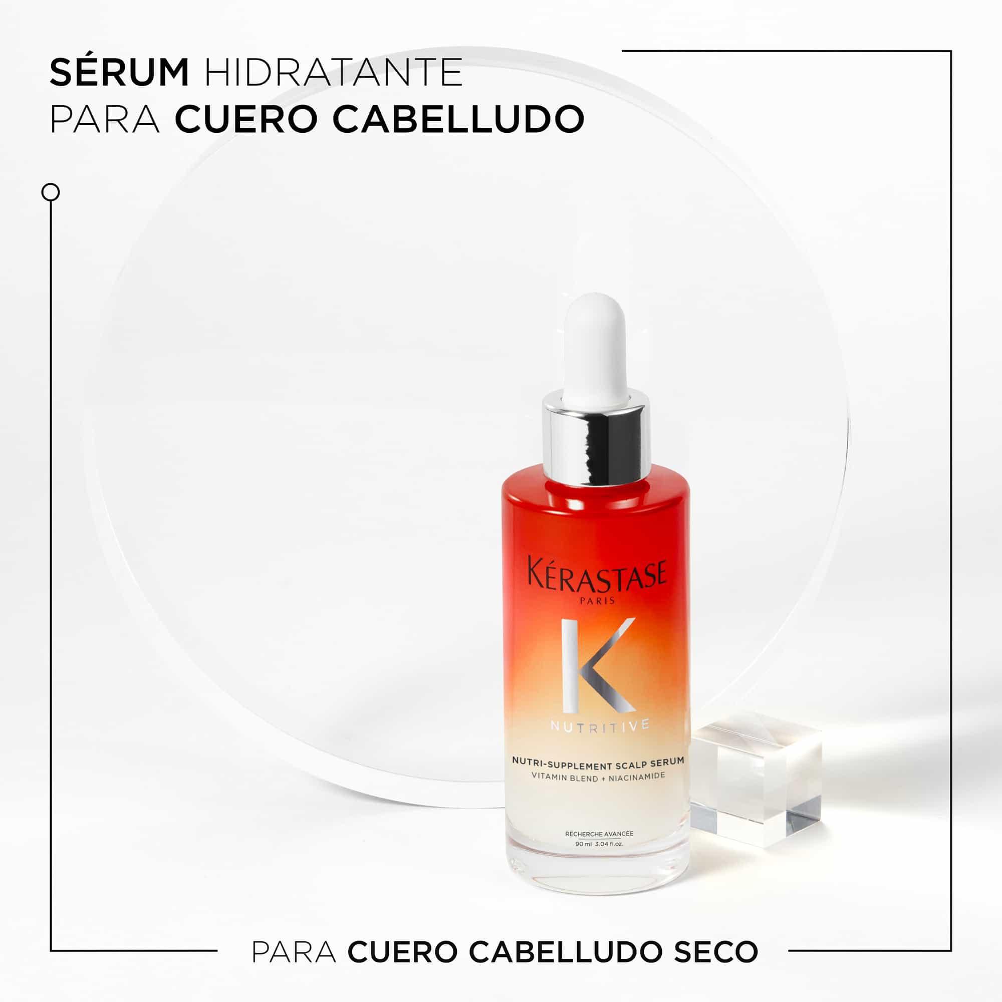 Kérastase Nutritive, Sérum hidratante, Para Cuero cabelludo seco, Hidrata y nutre intensamente el cabello, Con nutrientes esenciales y Niacinamida, Scalp Serum, 90 ml