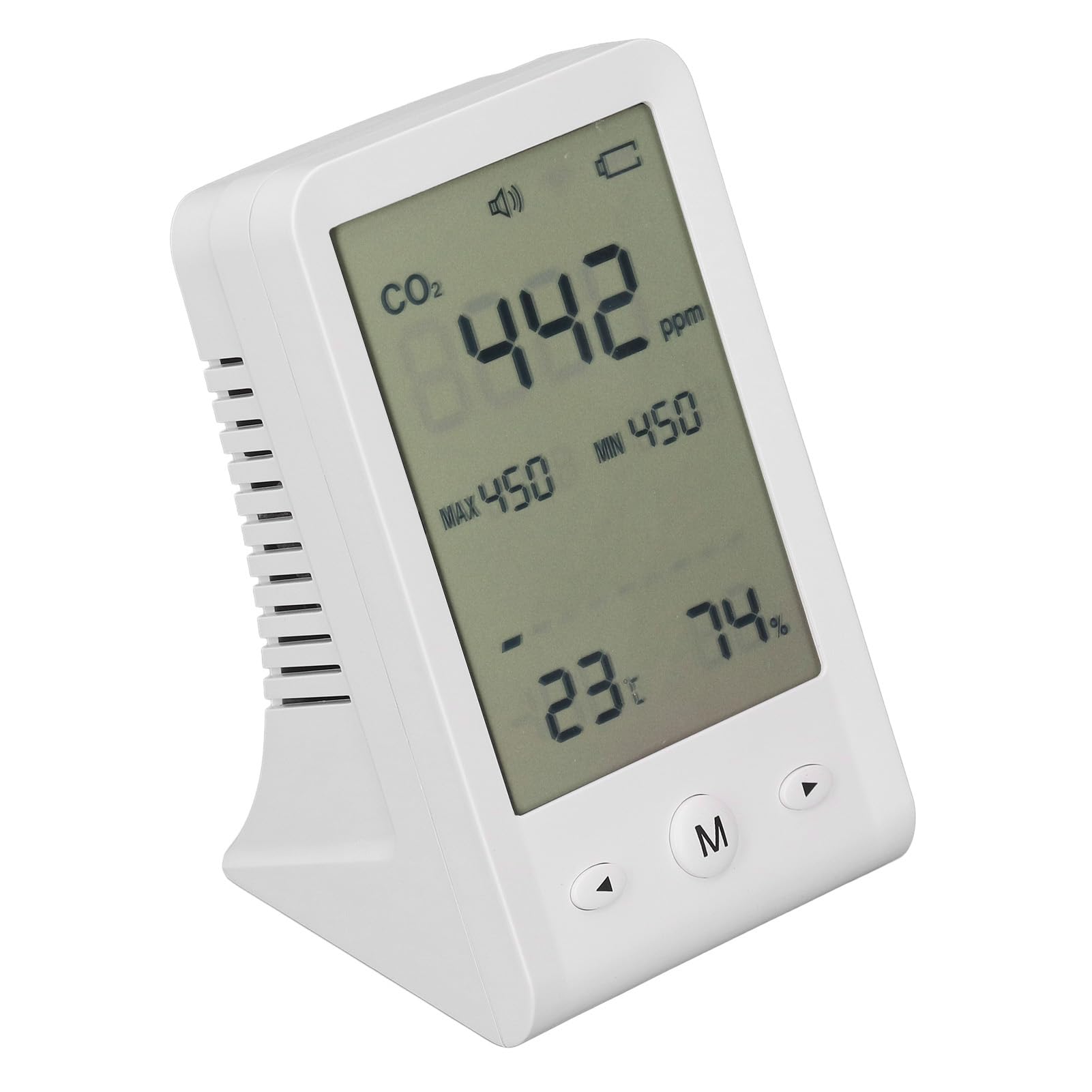 Monitor de CO2, Detector de CO2 Multifuncional, Termómetro Higrómetro con Alarma, para Medidor de Calidad del Aire Interior, Hogar, Oficina, Aula