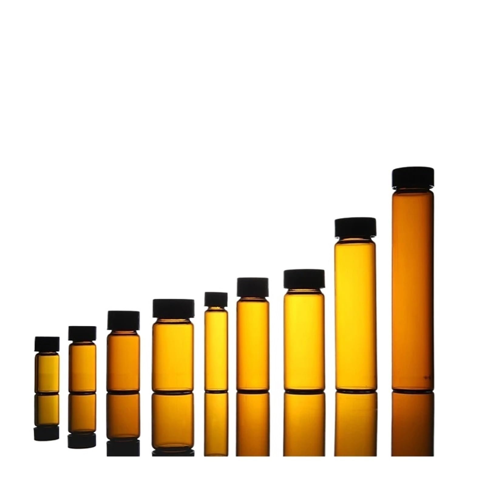 CQAHDSEVF Borosilicate Glass Bottles, Amber Lab Glass Sample Bottle 2ml To 60ml Brown Screw-Mouth Essential Oil Bottle(30ml 10pcs)